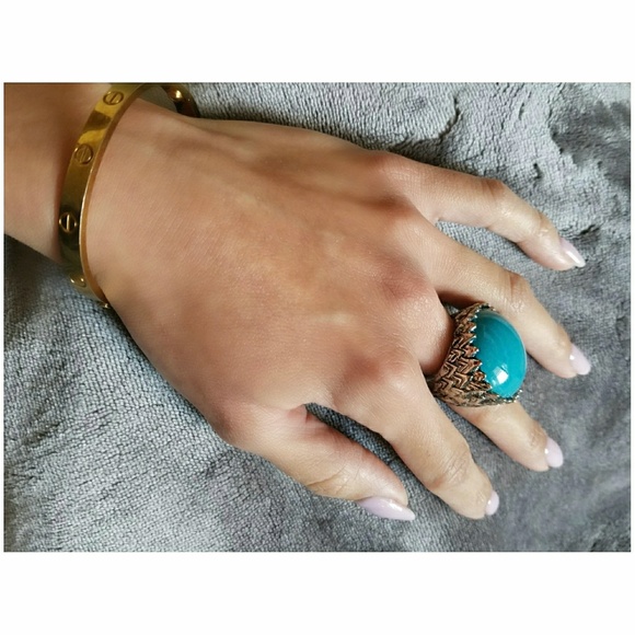💙 ASOS Turquoise Silver Statement Ring 💙 - Picture 2 of 5